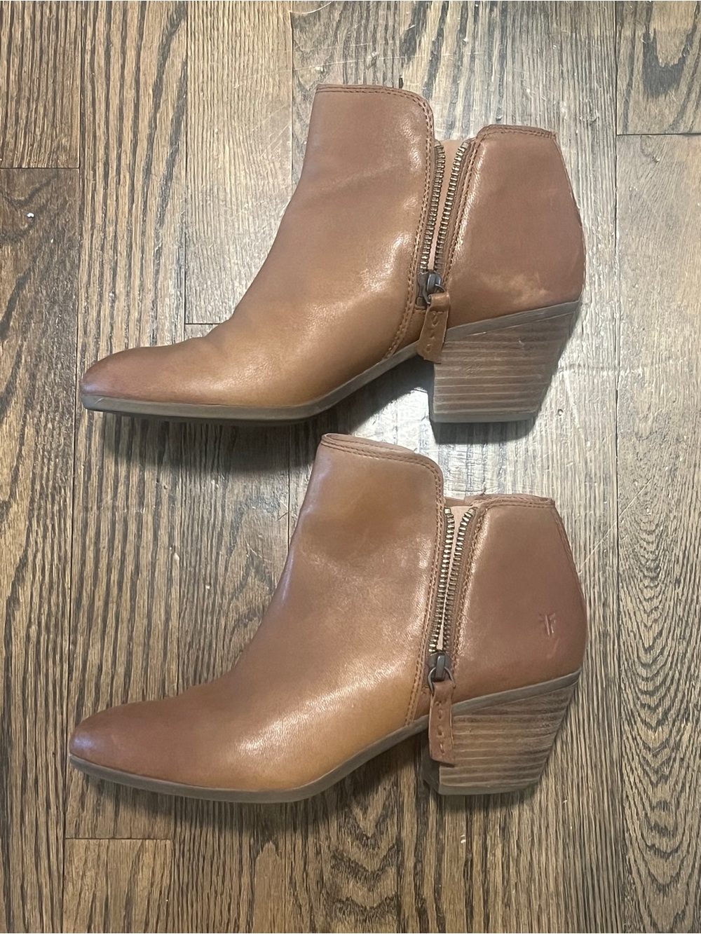 Frye Cognac Leather Pointed Ankle Booties - Picture 3 of 10